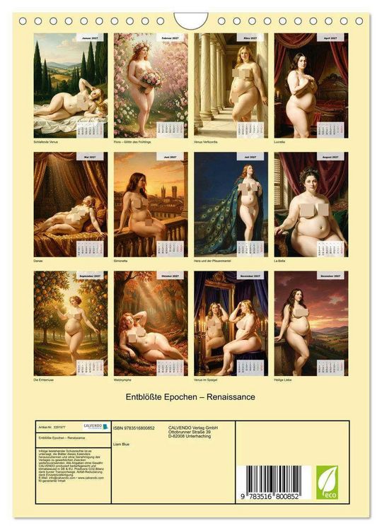 Produktbild: Entbl&ouml;&szlig;te Epochen &ndash; Renaissance (Wandkalender 2027 DIN A4 hoch), CALVENDO Monatskalender