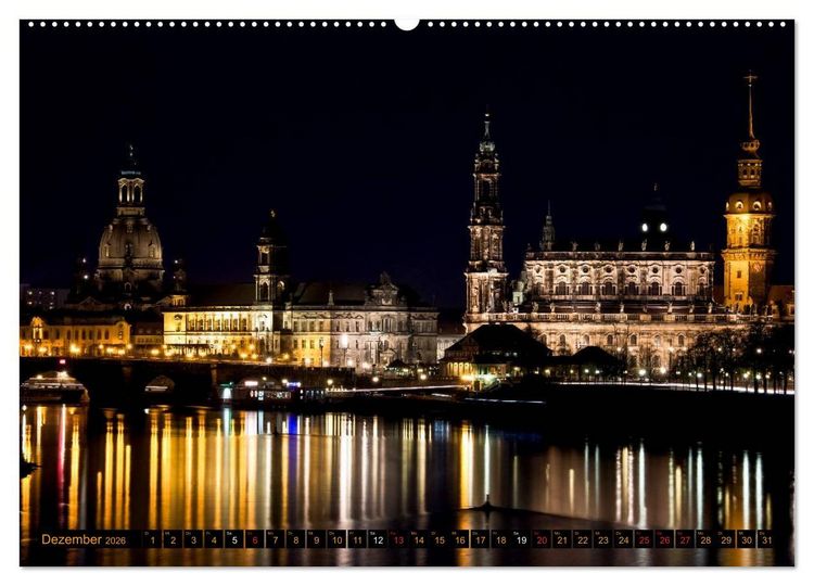 Produktbild: Eine Nacht in Dresden (hochwertiger Premium Wandkalender 2026 DIN A2 quer), Kunstdruck in Hochglanz