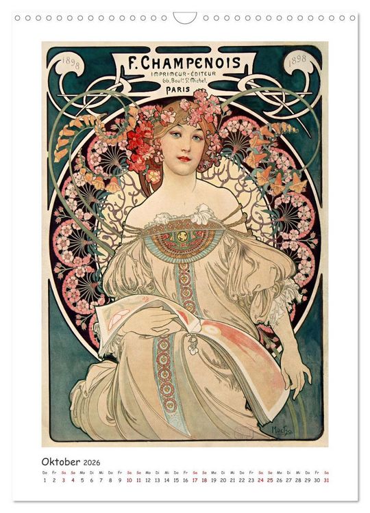 Produktbild: Alfons Mucha - Eine Hommage in zw&ouml;lf Monaten (Wandkalender 2026 DIN A3 hoch), CALVENDO Monatskalender