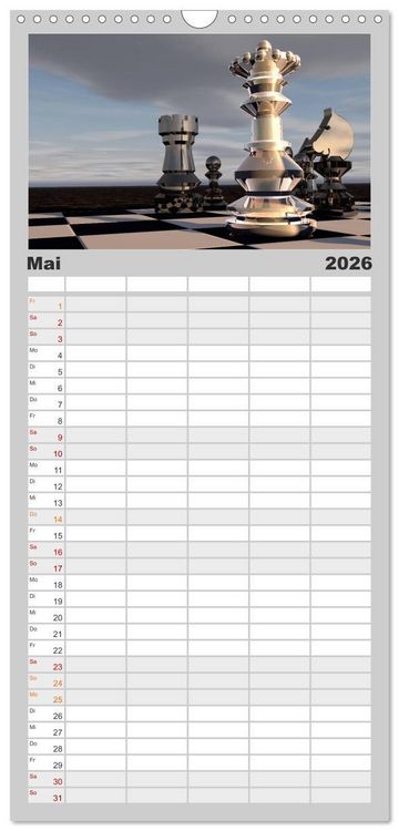 Produktbild: Familienplaner 2026 - SCHACH - Spiel der K&ouml;nige mit 5 Spalten (Wandkalender, 21 x 45 cm) CALVENDO