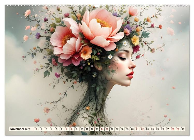 Produktbild: Florale Verwandlung (hochwertiger Premium Wandkalender 2026 DIN A2 quer), Kunstdruck in Hochglanz