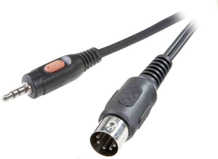 Produktbild: SpeaKa Professional SP-7869804 DIN-Anschluss / Klinke Audio Anschlusskabel [1x Diodenstecker 5pol (DIN) - 1x Klinkenstecker 3.5 mm] 1.50 m Schwarz