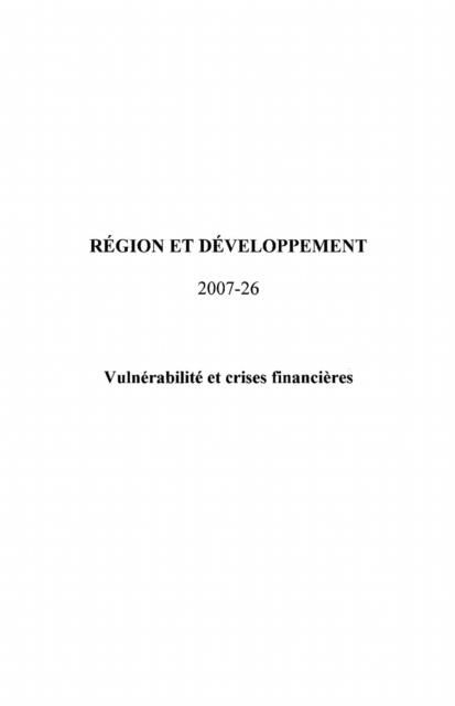 Produktbild: Vulnerabilite et crises financiEres