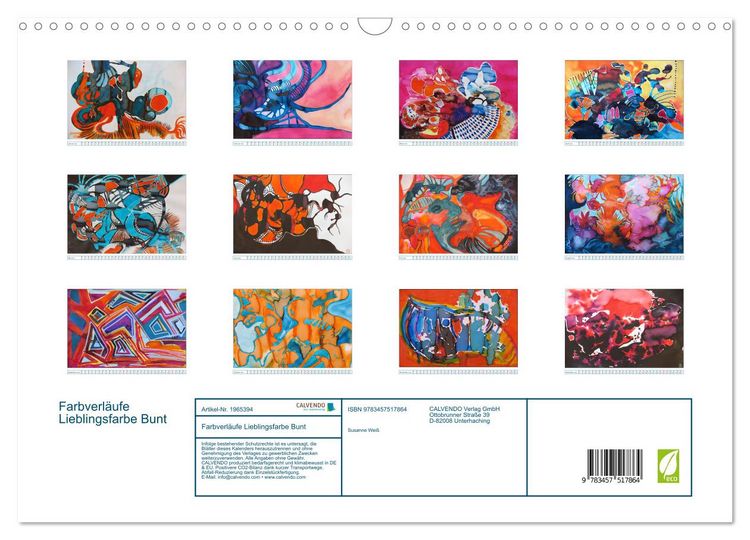 Produktbild: Farbverl&auml;ufe Lieblingsfarbe Bunt (Wandkalender 2026 DIN A3 quer), CALVENDO Monatskalender