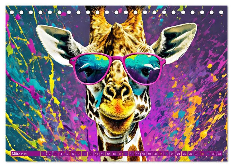 Produktbild: GIRAFFEN - Modern Art (Tischkalender 2026 DIN A5 quer), CALVENDO Monatskalender