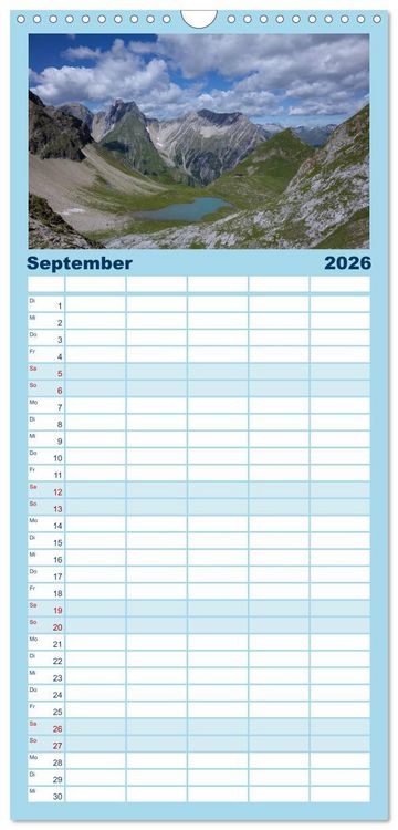 Produktbild: Familienplaner 2026 - Zauber der Berge mit 5 Spalten (Wandkalender, 21 x 45 cm) CALVENDO