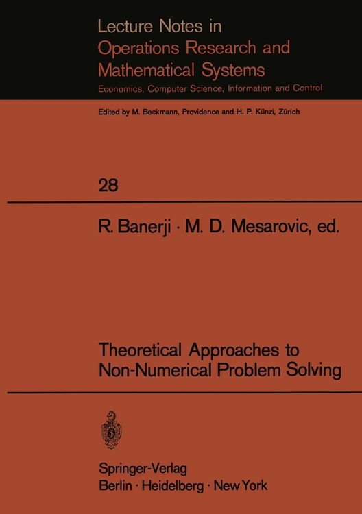 Produktbild: Theoretical Approaches to Non-Numerical Problem Solving
