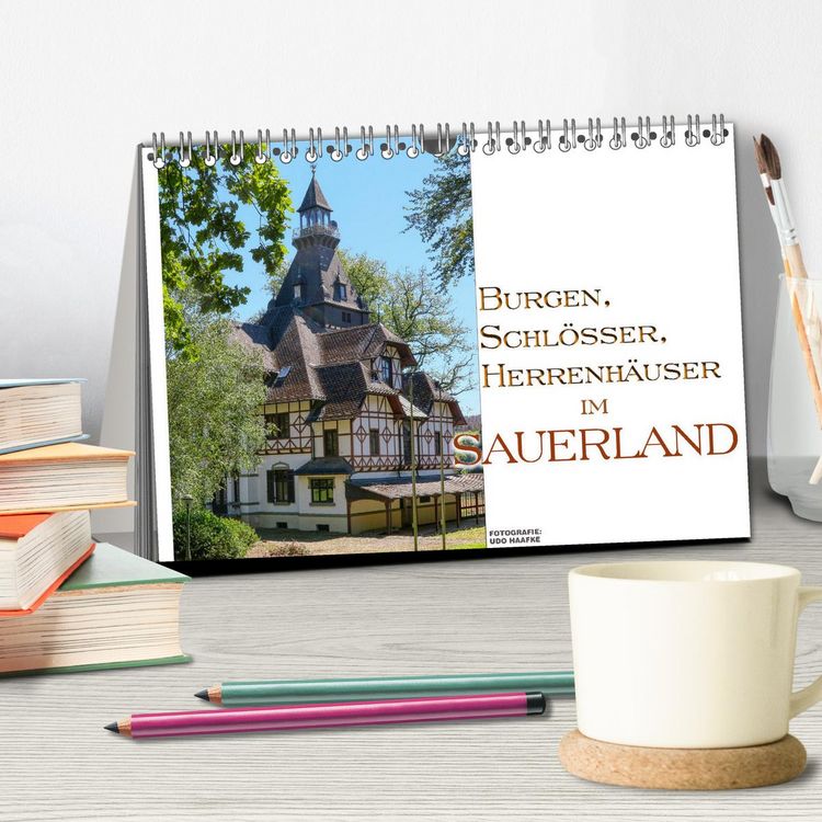 Produktbild: Burgen, Schl&ouml;sser, Herrenh&auml;uer im Sauerland (Tischkalender 2026 DIN A5 quer), CALVENDO Monatskalender