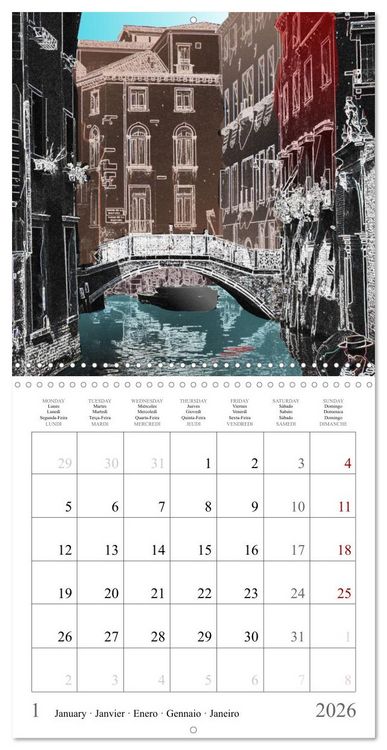 Produktbild: The city of bridges - Venice (Wall Calendar 2026 12 &times; 12 Inch) CALVENDO 12 Month Wall Calendar