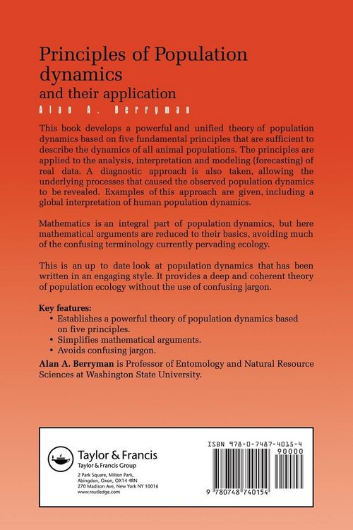 Produktbild: Principles of Population Dynamics and Their Application