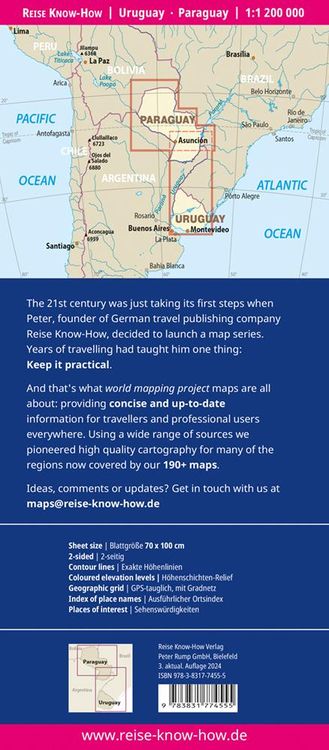 Produktbild: Reise Know-How Landkarte Uruguay, Paraguay (1:1.200.000)