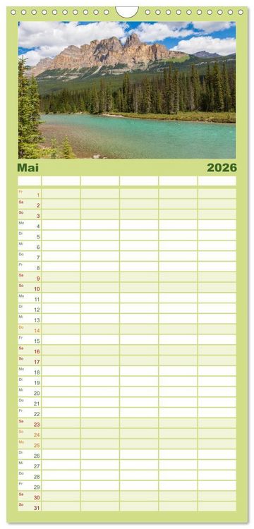 Produktbild: Familienplaner 2026 - KANADA - Rocky Mountains mit 5 Spalten (Wandkalender, 21 x 45 cm) CALVENDO