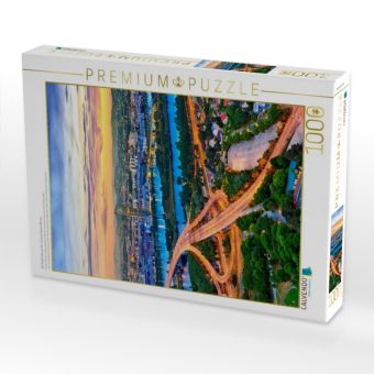 Produktbild: CALVENDO Puzzle Die Stadt Wien an der sch&ouml;nen blauen Donau | 1000 Teile Lege-Gr&ouml;&szlig;e 64x48cm Foto-Puzzle f&uuml;r gl&uuml;ckliche Stunden