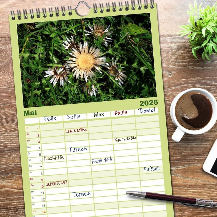 Produktbild: Familienplaner 2026 - Mangfallgebirge mit 5 Spalten (Wandkalender, 21 x 45 cm) CALVENDO