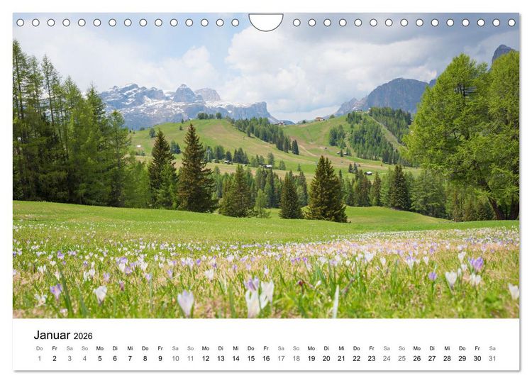 Produktbild: Wanderziele S&uuml;dtiroler Dolomiten - Region Gadertal und Buchenstein (Wandkalender 2026 DIN A4 quer), CALVENDO Monatskalender