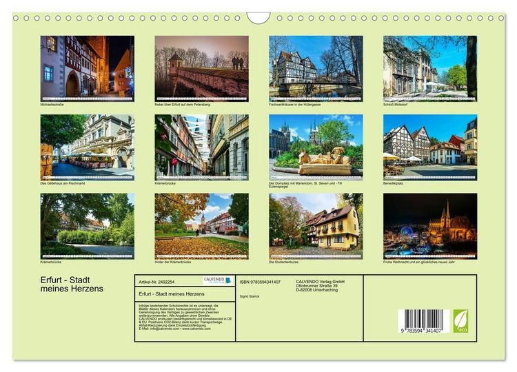 Produktbild: Erfurt - Stadt meines Herzens (Wandkalender 2027 DIN A3 quer), CALVENDO Monatskalender