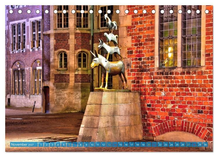 Produktbild: Hansestadt Bremen zur blauen Stunde (Tischkalender 2027 DIN A5 quer), CALVENDO Monatskalender
