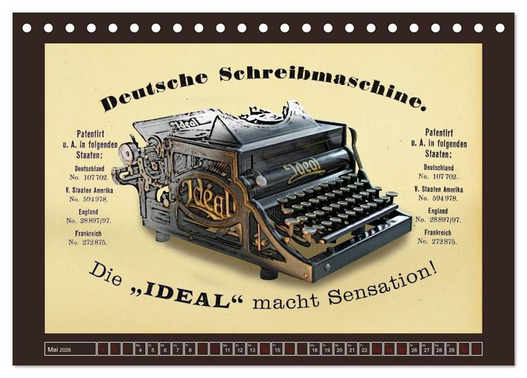 Produktbild: Schreibmaschinen um 1900 (Tischkalender 2026 DIN A5 quer), CALVENDO Monatskalender