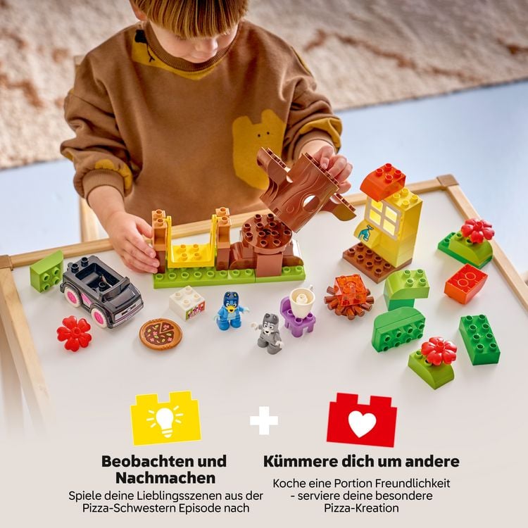 Produktbild: LEGO DUPLO 10469 Bluey Pizza-Schwestern mit Muffin und Bluey, Spielzeug