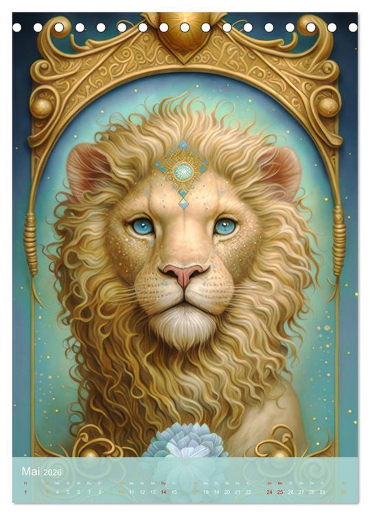 Produktbild: Tiere im Tarot Stil (Tischkalender 2026 DIN A5 hoch), CALVENDO Monatskalender