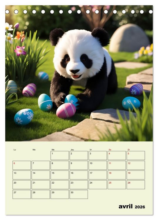 Produktbild: Les pandas rigolos - Une ann&eacute;e de douceur et de rires (Calendrier de bureau 2026 DIN A5 horizontal), CALVENDO calendrier mensuel