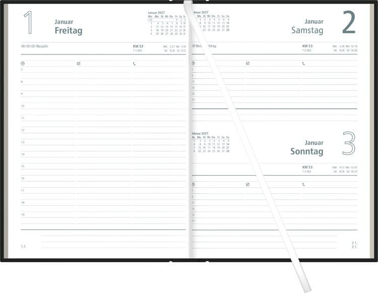 Produktbild: Buchkalender 1T/1S 336S schwarz 2027
