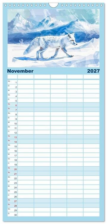 Produktbild: Familienplaner 2027 - Eisige Polarkreise - Faszination der polaren Tierwelt mit 5 Spalten (Wandkalender, 21 x 45 cm) CALVENDO