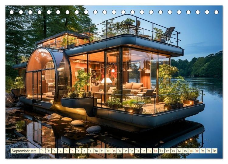 Produktbild: Hausboote Wohn Fantasien (Tischkalender 2026 DIN A5 quer), CALVENDO Monatskalender