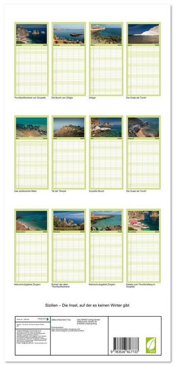 Produktbild: Familienplaner 2026 - Sizilien &ndash; Die Insel, auf der es keinen Winter gibt mit 5 Spalten (Wandkalender, 21 x 45 cm) CALVENDO