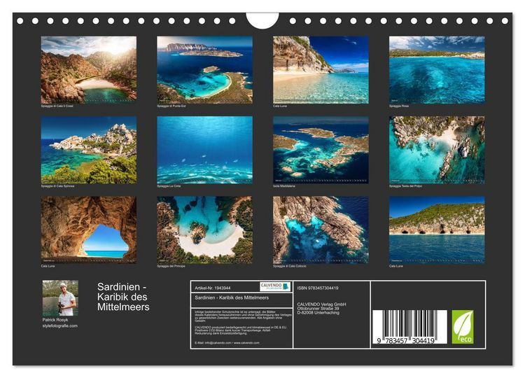 Produktbild: Sardinien - Karibik des Mittelmeers (Wandkalender 2026 DIN A4 quer), CALVENDO Monatskalender