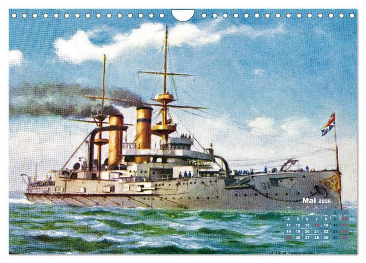 Produktbild: Fregatten, Kreuzer, Panzerschiffe &ndash; historische Karten von Kriegsschiffen (Wandkalender 2026 DIN A4 quer), CALVENDO Monatskalender