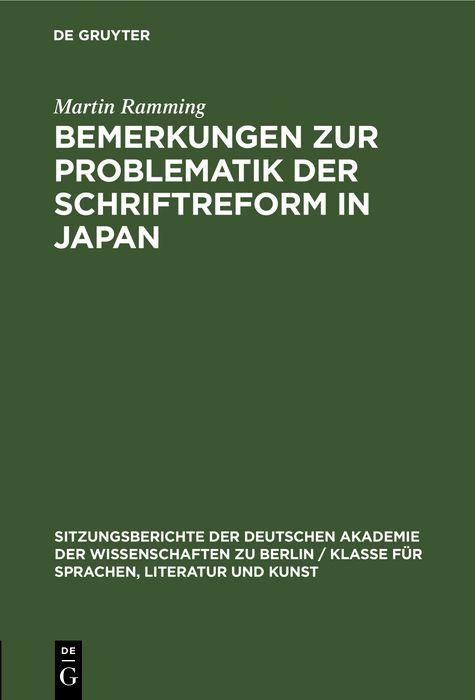 Produktbild: Bemerkungen zur Problematik der Schriftreform in Japan