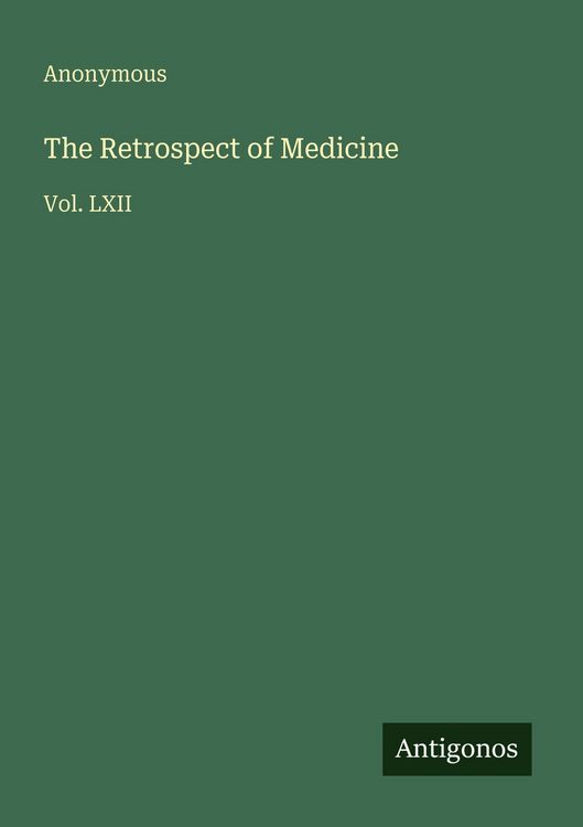 Produktbild: The Retrospect of Medicine