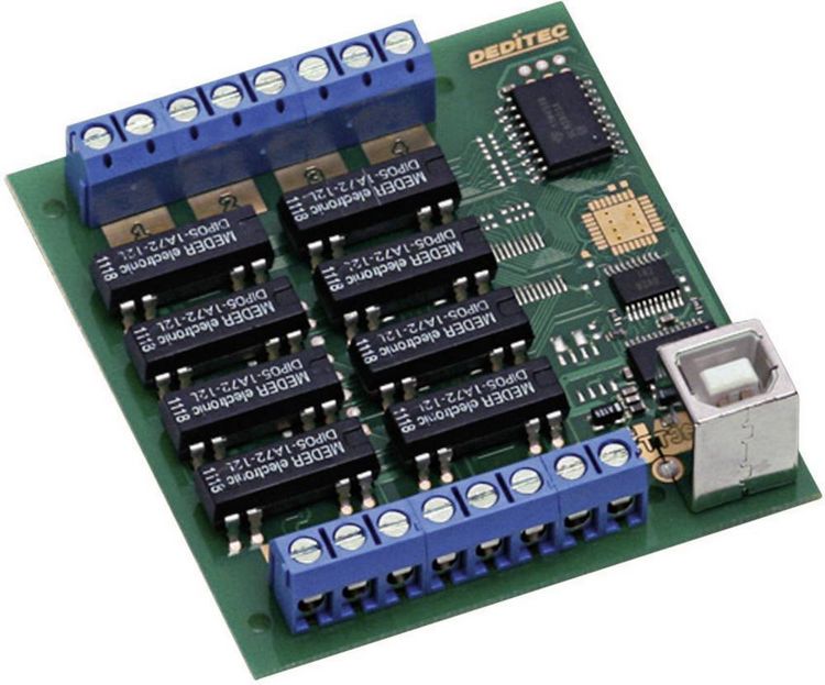Produktbild: Deditec USB-RELAIS-8_A USB-RELAIS-8_A Ausgangsmodul USB Anzahl Relais-Ausg&auml;nge: 8