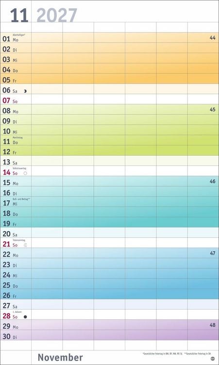 Produktbild: Bunte Wochen Familienplaner XL 2027