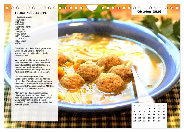 Produktbild: Aus der Suppenk&uuml;che. K&uuml;chenkalender mit tollen Rezepten (Wandkalender 2026 DIN A4 quer), CALVENDO Monatskalender