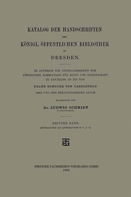 Produktbild: Katalog der Handschriften der K&ouml;nigl. &Ouml;ffentlichen Bibliothek zu Dresden