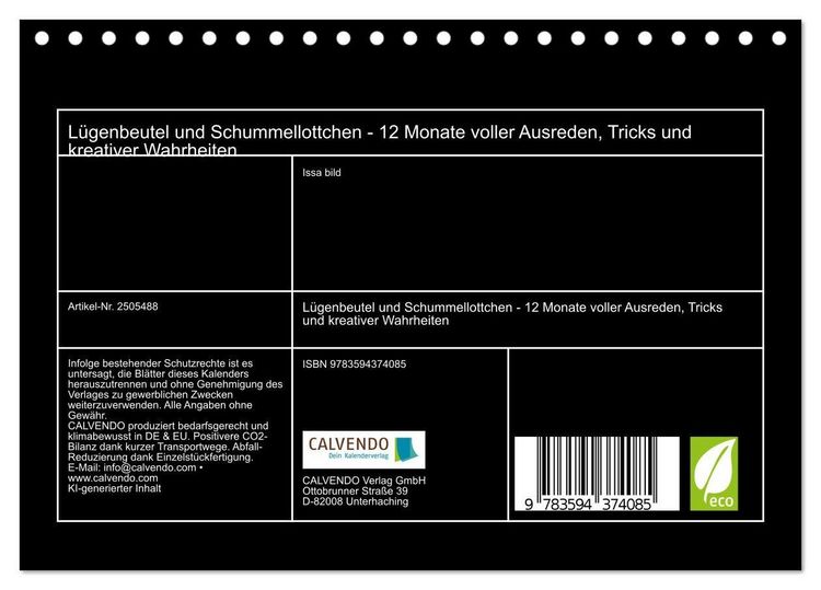 Produktbild: L&uuml;genbeutel und Schummellottchen - 12 Monate voller Ausreden, Tricks und kreativer Wahrheiten (Tischkalender 2027 DIN A5 quer), CALVENDO Monatskalender