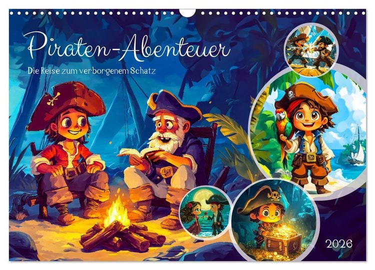 Produktbild: Piraten-Abenteuer - Die Reise zum verborgenen Schatz (Wandkalender 2026 DIN A3 quer), CALVENDO Monatskalender