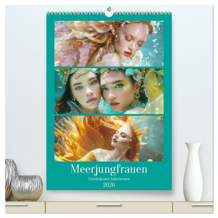 Produktbild: Meerjungfrauen &ndash; Entz&uuml;ckende Fabelwesen (hochwertiger Premium Wandkalender 2026 DIN A2 hoch), Kunstdruck in Hochglanz