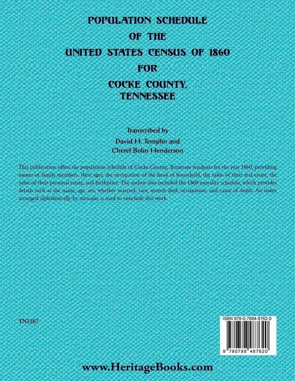 Produktbild: Population Schedule of the United States of 1860 for Cocke County, Tennessee