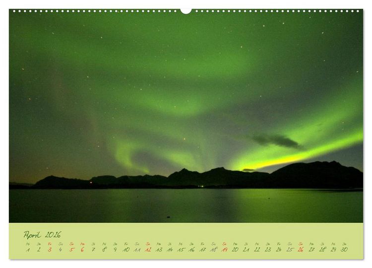 Produktbild: Nordlicht-Zauber auf den Lofoten. Aurora borealis (Wandkalender 2026 DIN A2 quer), CALVENDO Monatskalender