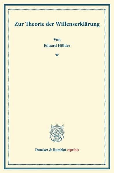 Produktbild: Zur Theorie der Willenserkl&auml;rung.