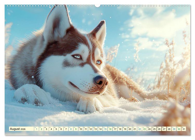 Produktbild: Huskies - Kraft und Anmut (Wandkalender 2026 DIN A2 quer), CALVENDO Monatskalender