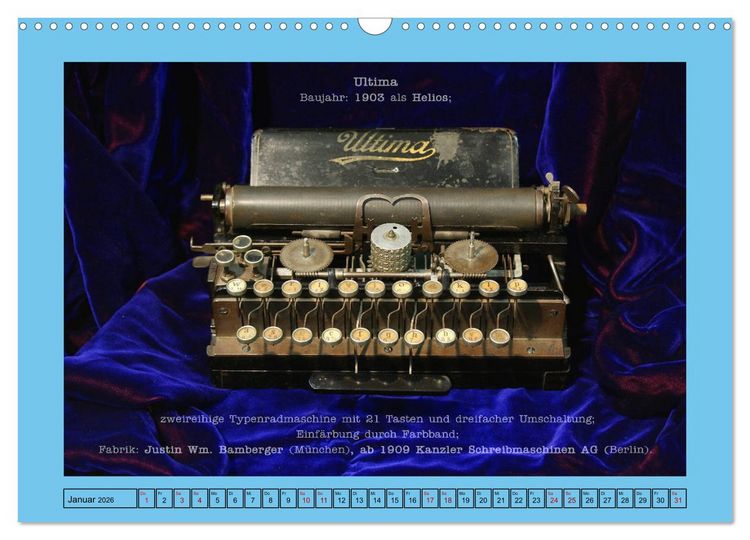 Produktbild: Schreibmaschinen um 1900 (Wandkalender 2026 DIN A3 quer), CALVENDO Monatskalender