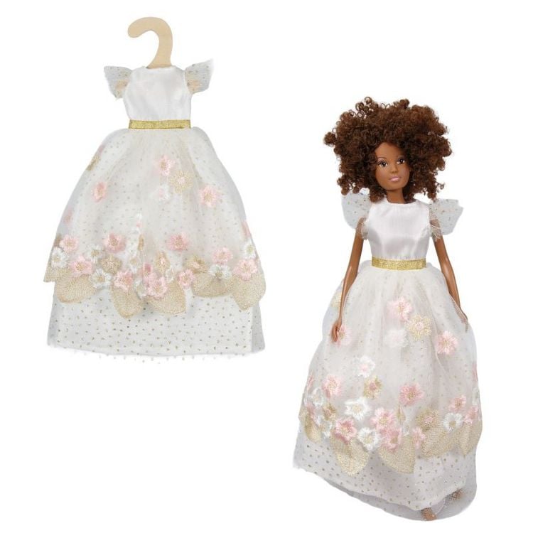 Produktbild: Time2Shine Prinzessinnenkleid ''Kirschbl&uuml;te'' mit goldenem G&uuml;rtel f&uuml;r Modepupp