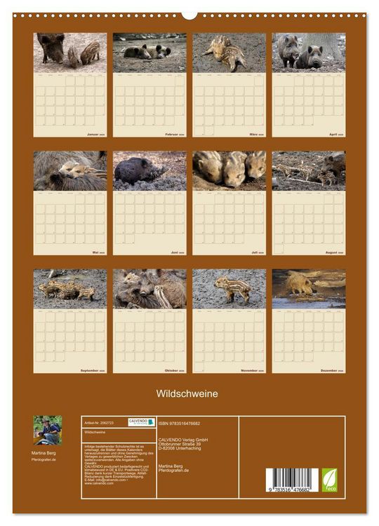 Produktbild: Wildschweine (hochwertiger Premium Wandkalender 2026 DIN A2 hoch), Kunstdruck in Hochglanz