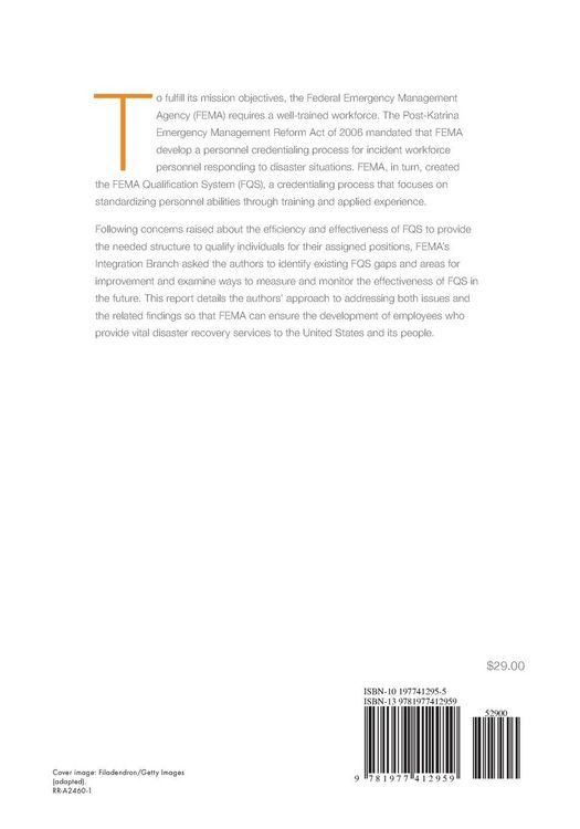 Produktbild: Identifying Gaps and Areas for Improvement in the Fema Qualification System for Incident Workforce Positions