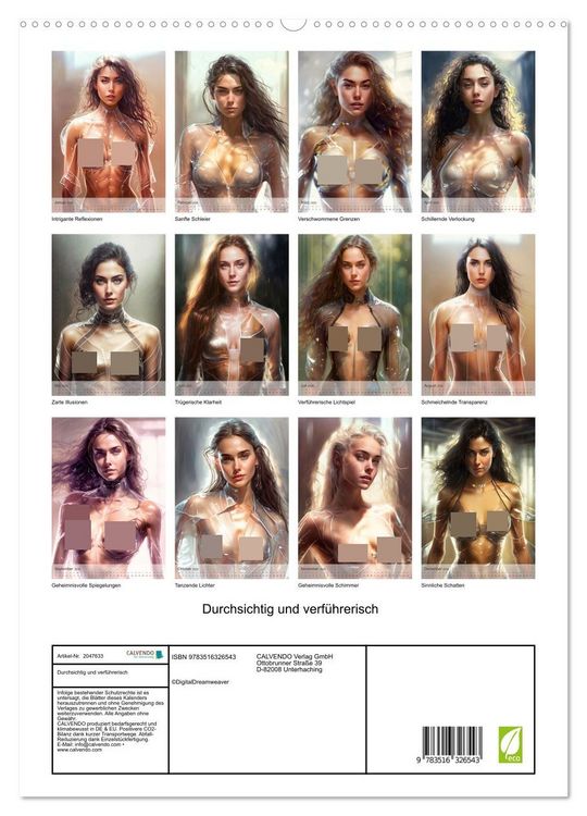 Produktbild: Durchsichtig und verf&uuml;hrerisch (hochwertiger Premium Wandkalender 2026 DIN A2 hoch), Kunstdruck in Hochglanz