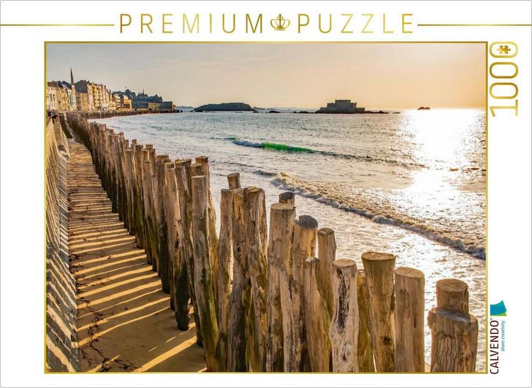 Produktbild: CALVENDO Puzzle Sonnenuntergang, Saint Malo, Bretagne, Frankreich | 1000 Teile Lege-Gr&ouml;&szlig;e 64x48cm Foto-Puzzle f&uuml;r gl&uuml;ckliche Stunden